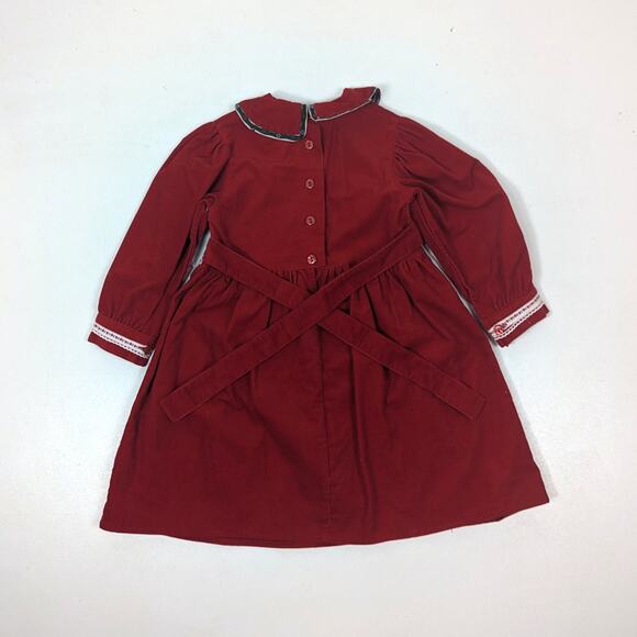 Curcuna Dress Girls Size 4-5T Red Corduroy Ribbon Christmas - Picture 3 of 5